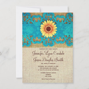 Invitations de mariage rustique de la marée jaune 