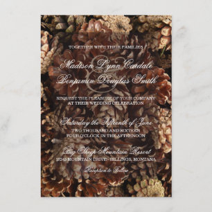 Invitations de mariage rustique de pin cône