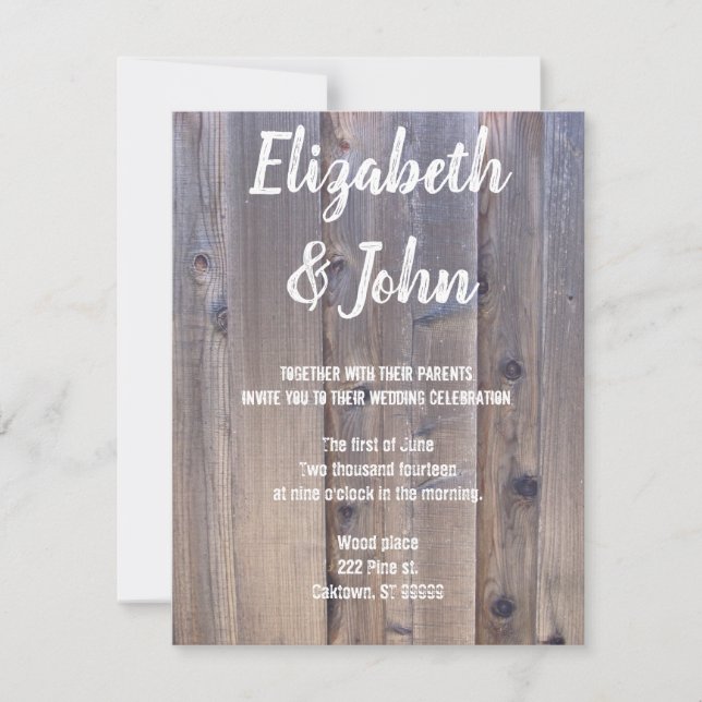 Invitations de mariage rustique en bois (Devant)