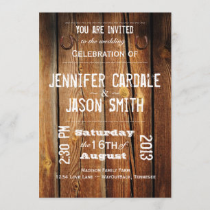 Invitations de mariage rustique en bois d'étable