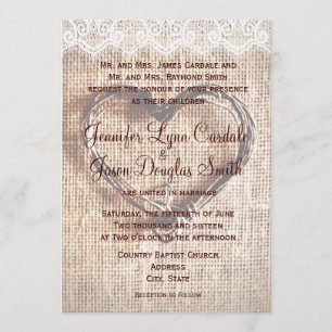 Invitations de mariage rustique en dentelle torrid