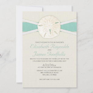 Invitations de mariage rustique en dollars de sabl