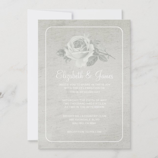 Invitations de mariage rustique et floral blanc (Devant)