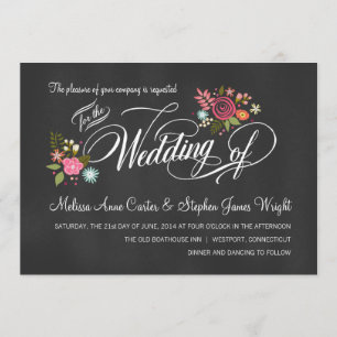 Invitations de mariage Rustique Floral Chalkboard