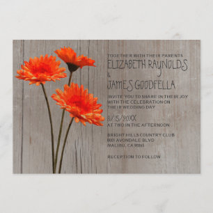 Invitations de mariage rustique Gerbera Daisy
