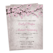Invitations de mariage Rustique rose cerise en fle