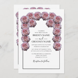 Invitations de mariage rustique Roses rose pâle