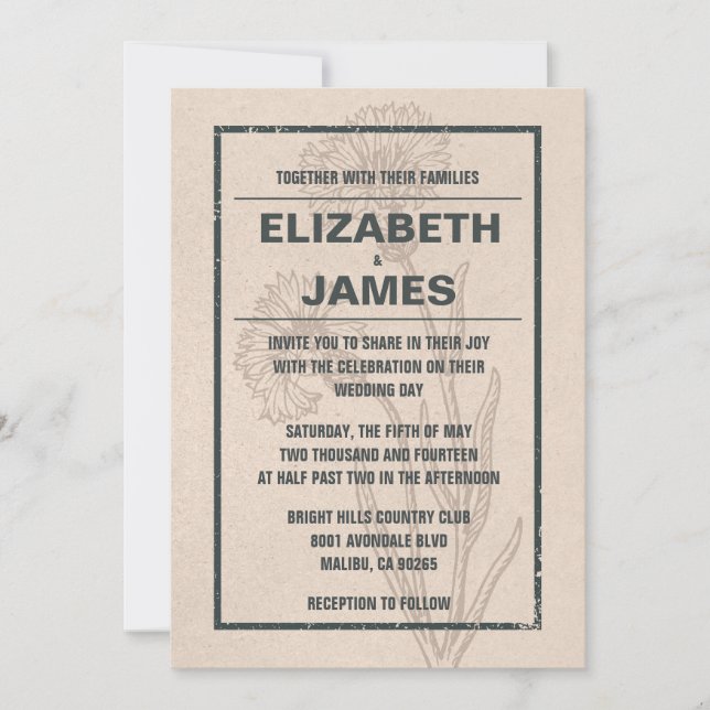 Invitations de mariage rustique vintage (Devant)