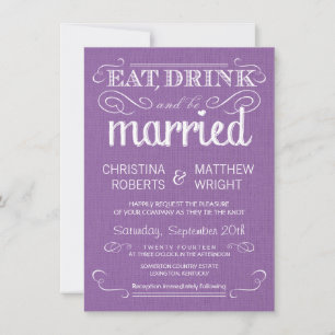 Invitations de mariage rustique violet Burlap