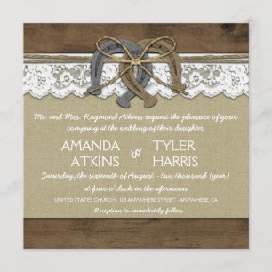 Invitations de mariage rustique Western Horseshoe