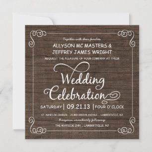 Invitations de mariage rustiques à l'aspect bois