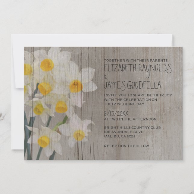 Invitations de mariage rustiques Jonquil (Devant)