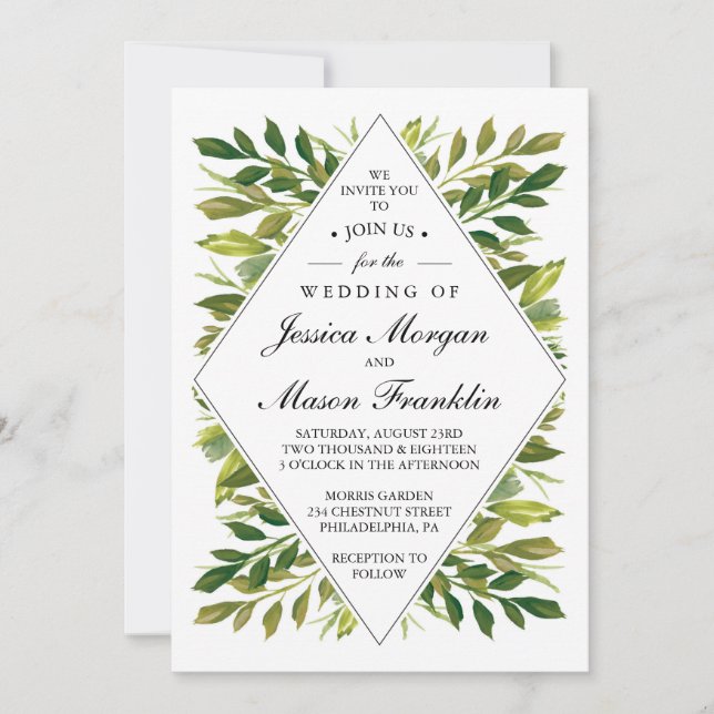 Invitations de mariage - Simple Greens Mariage Inv (Devant)