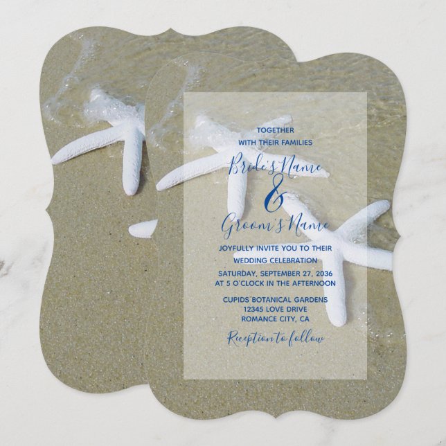 Invitations de mariage Starfish Beach (Devant / Derrière)
