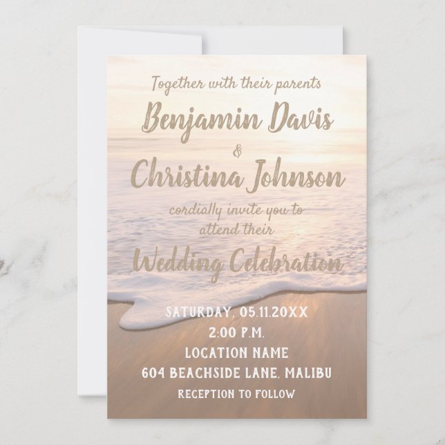 Invitations de mariage sur la plage (Devant)