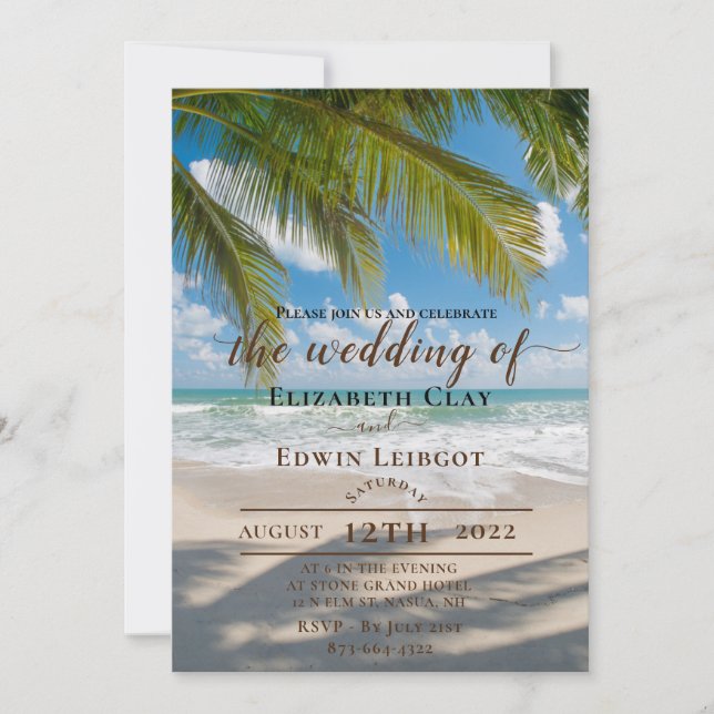Invitations de mariage sur la plage (Devant)