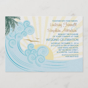 Invitations de mariage sur la plage des vagues de