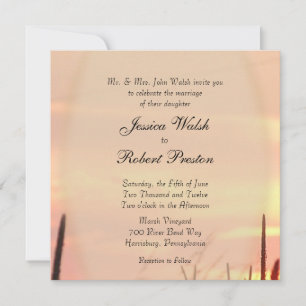 Invitations de mariage sur le terrain du coucher d
