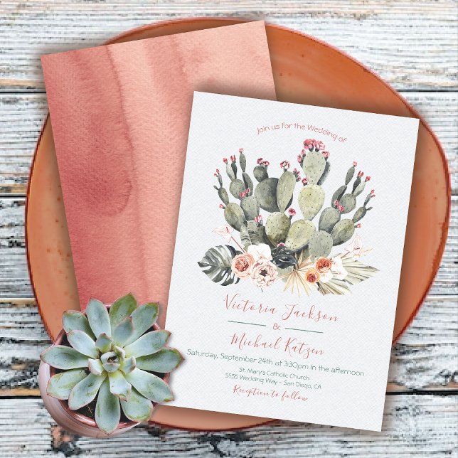 Invitations de mariage Terracota et Cactus (Créateur téléchargé)