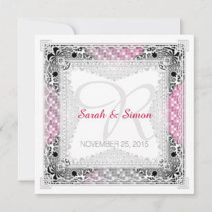 Invitations de mariage tribal rose Grey Bokeh