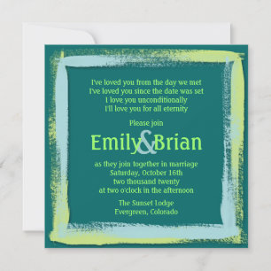 Invitations de mariage turquoise bleu vert peintur