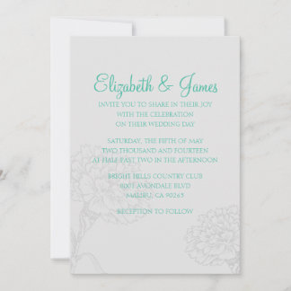 Invitations de mariage turquoise personnalisées