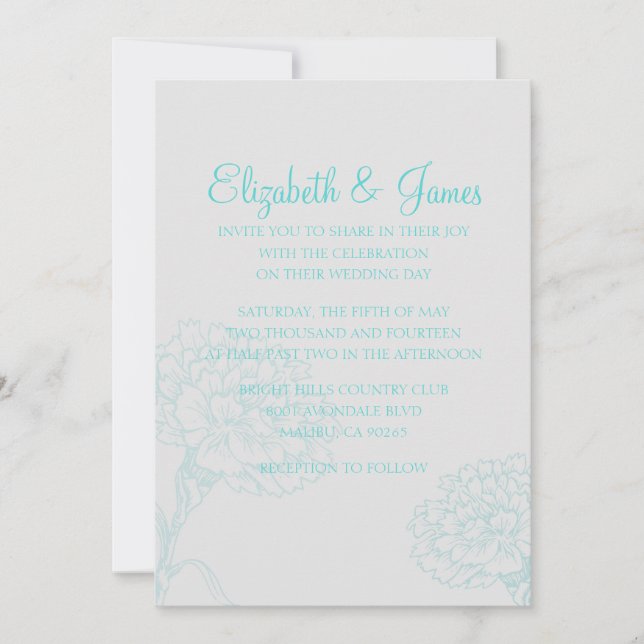 Invitations de mariage Turquoise personnalisées (Devant)