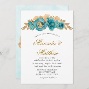 Invitations de mariage turquoises et crémeuses Ros
