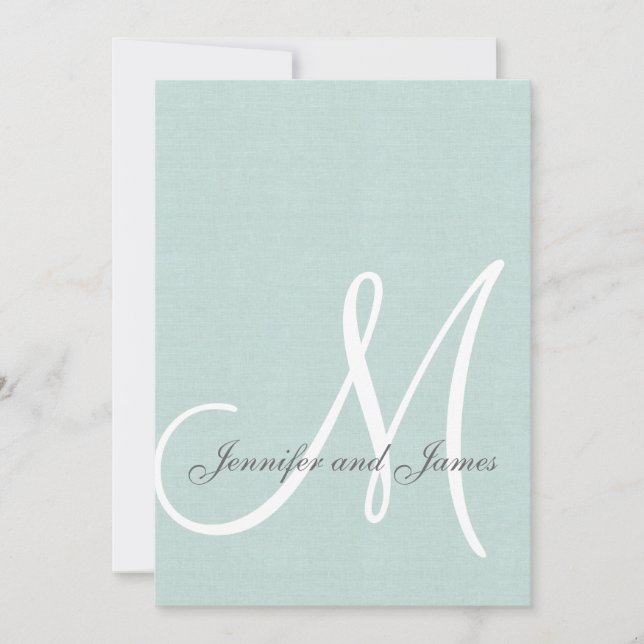 Invitations de mariage vert à la menthe élégante (Devant)