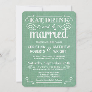 Invitations de mariage vert de Rustic Burlap