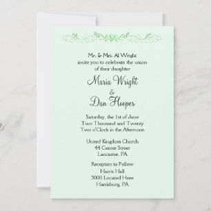 Invitations de mariage vert Mint