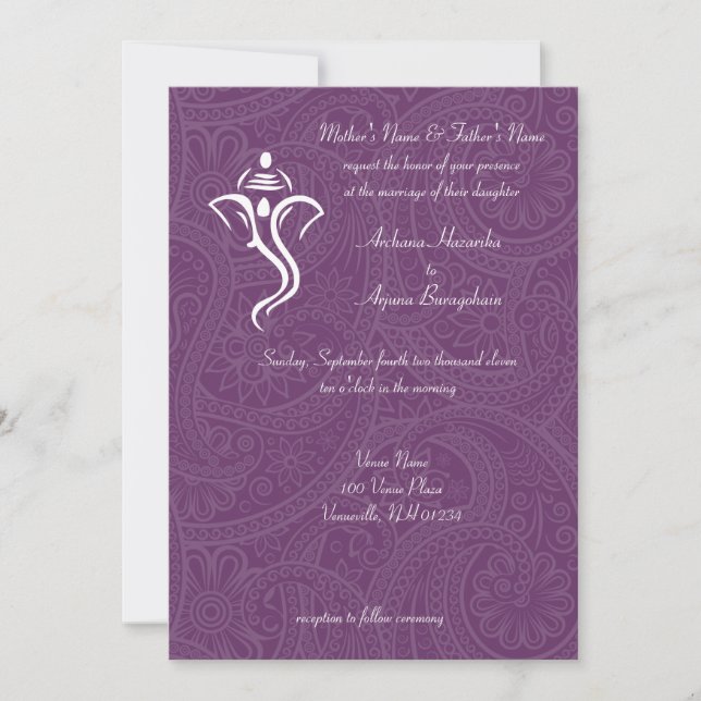 Invitations de mariage Vighneshvara (Devant)