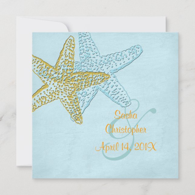 Invitations de mariage Vintage à la plage (Devant)