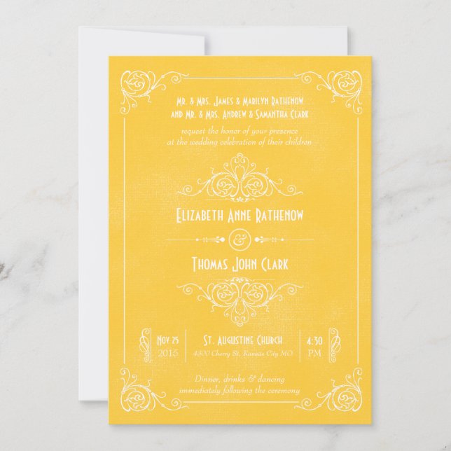 Invitations de mariage vintage Art Déco (Devant)