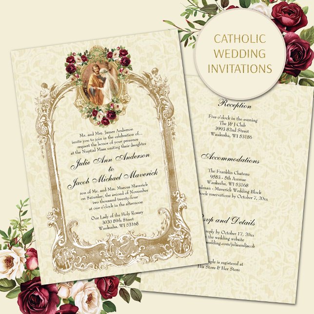INVITATIONS DE MARIAGE VINTAGE CATHOLIQUE (Créateur téléchargé)