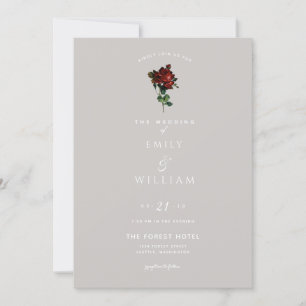 Invitations de mariage Vintage de rose rouge à tig
