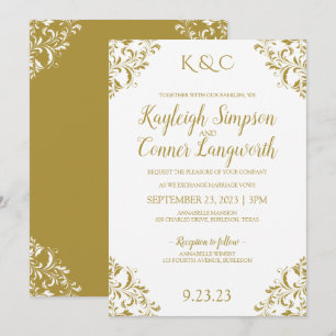 Invitations de mariage Vintage en or élégant