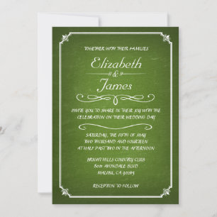 Invitations de mariage Vintage Lime Green Chalkboa