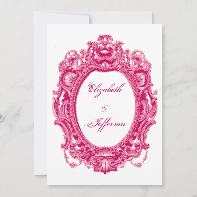 Invitations de mariage Vintage rose (Devant)