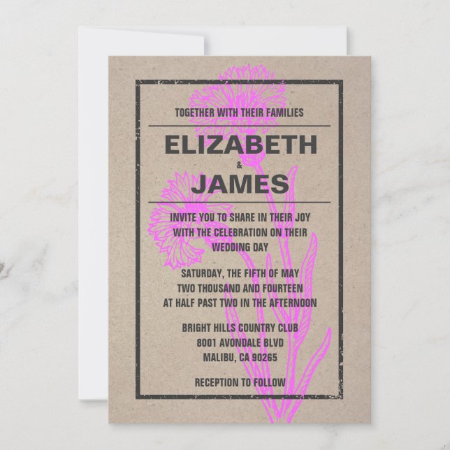 Invitations de mariage Vintage rustique (Devant)