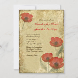 Invitations de mariage Vintages des Red Poppies