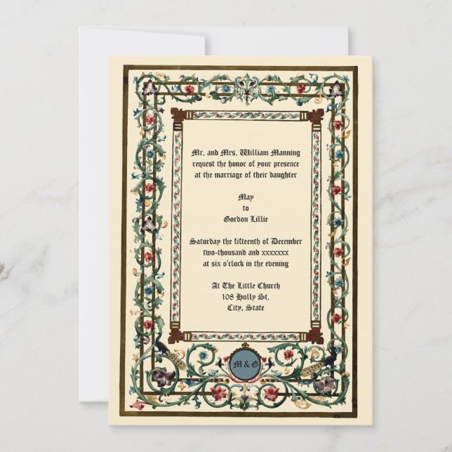Invitations de mariage vintages "médiévales" éclai (Devant)