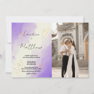 Invitations de mariage violet avec photo