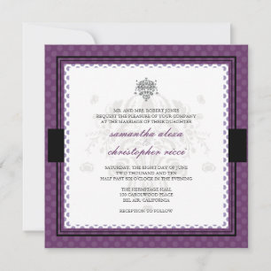 Invitations de mariage violettes pois/violet