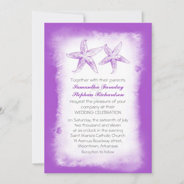Invitations de mariage Whimssical violet plage (Devant)