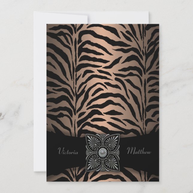 Invitations de mariage Zèbre Brown et Noir (Devant)