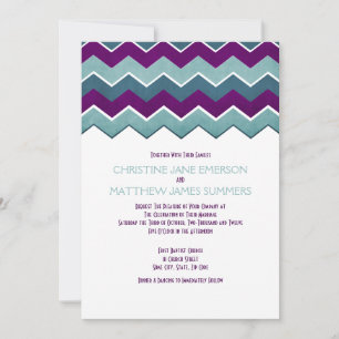 Invitations de mariage Zig Zag Turquoises et viole