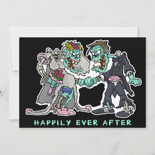 Invitations De Mariage Zombie - "Heureusement Jama (Devant)