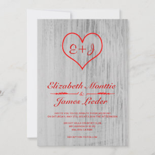 Invitations de Mariages campagnards rouges et blan