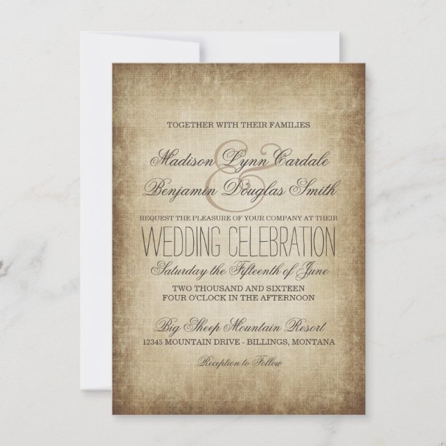 Invitations de Mariages campagnards rustiques en p (Devant)